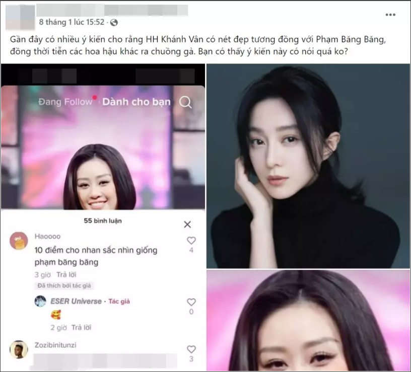 Được so sánh giống với Phạm Băng Băng, Hoa hậu Khánh Vân bị netizen mỉa mai nói: “Không có cửa” - Ảnh 2