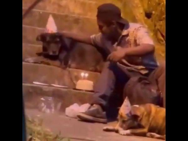 Rơi nước mắt khi chứng kiến hình ảnh người đàn ông vô gia cư tổ chức sinh nhật với những chú chó của mình  - Ảnh 2