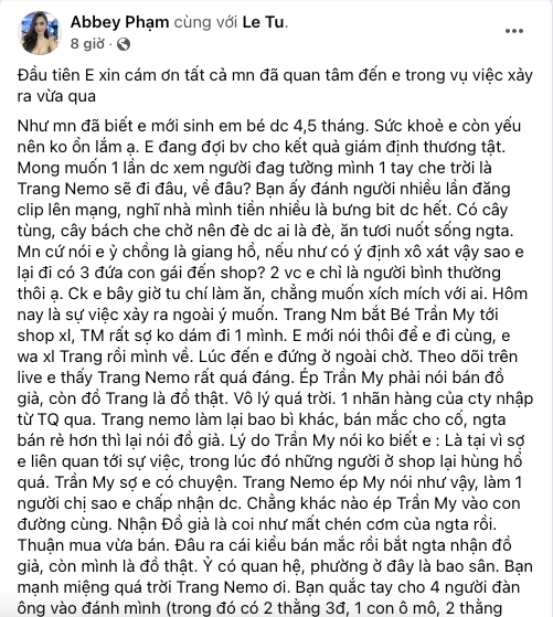 Người phụ nữ bị 'đánh hội đồng' tại shop Trang Nemo lên tiếng về thân thế của anh chồng được đồn đoán là 'giang hồ' quận 8? - Ảnh 2
