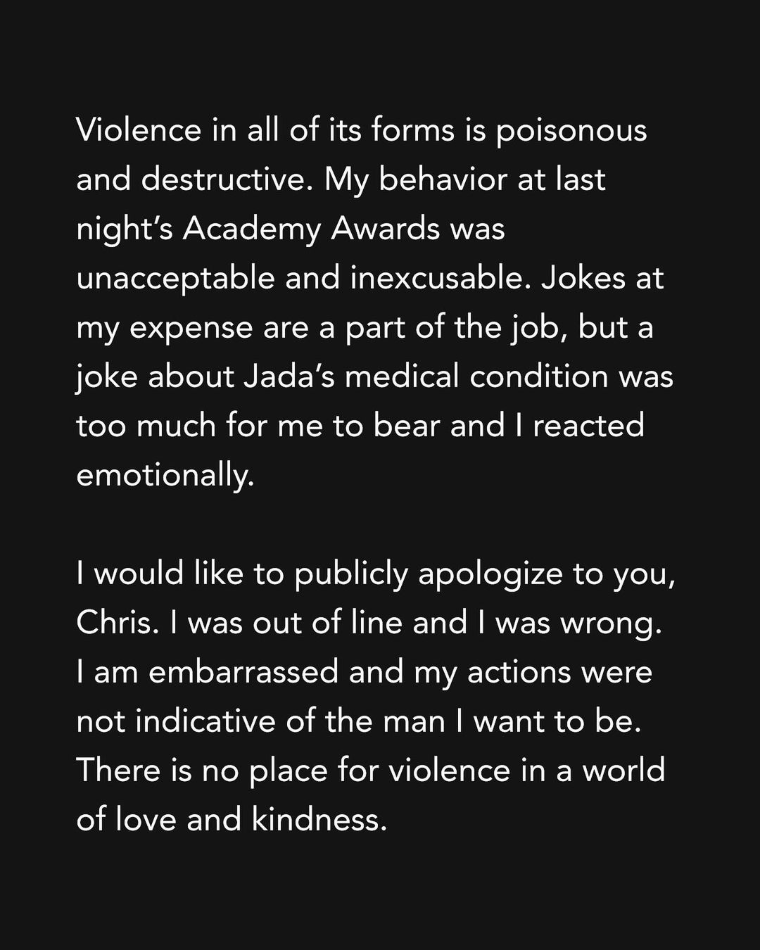 Will Smith xin lỗi Chris Rock vì Hành vi “Không thể chấp nhận và không thể bào chữa được” tại lễ trao giải Oscar - Ảnh 2