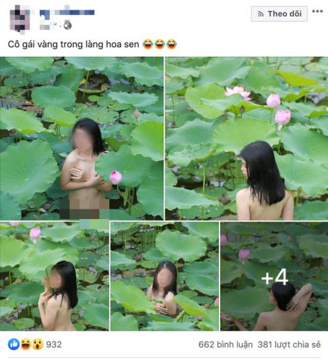 Thiếu nữ chụp ảnh khỏa thân bên hồ sen