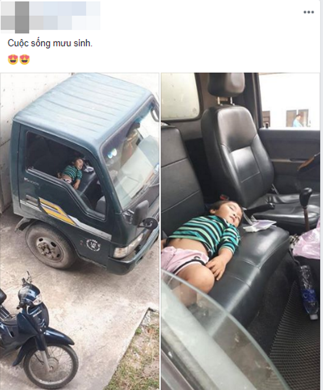 Bức ảnh bé gái vô tư ngủ trên xe tải khi theo cha đi bốc hàng khiến người xem xúc động - Ảnh 1