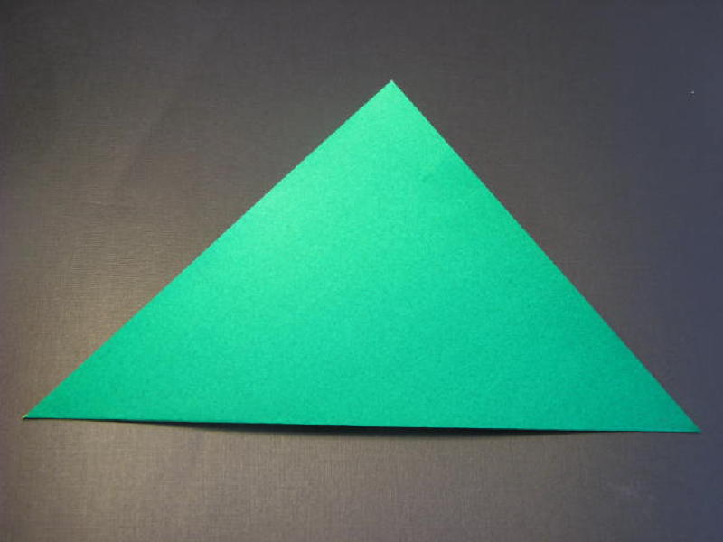 Gấp đôi tờ giấy thành hình tam giác như hình vẽ