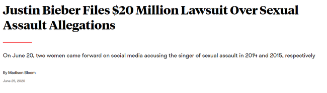 Justin Bieber đệ đơn kiện đòi bồi thường hơn 463 tỷ đồng trong vụ vu khống tấn công tình dục - Ảnh 1