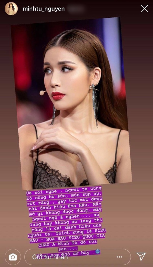 Minh Tú đáp trả gay gắt bình luận ác ý về danh hiệu Hoa hậu Siêu quốc gia châu Á 2018 - Ảnh 3