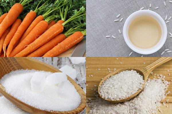 Nguyên liệu cho cách làm mứt cà rốt bằng nước vo gạo
