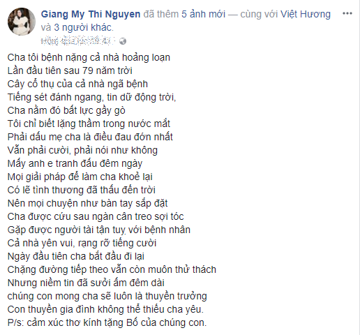 Rơi nước mắt khi đọc bài thơ Hoa hậu Đền Hùng Giáng My viết cho người cha lâm trọng bệnh - Ảnh 1