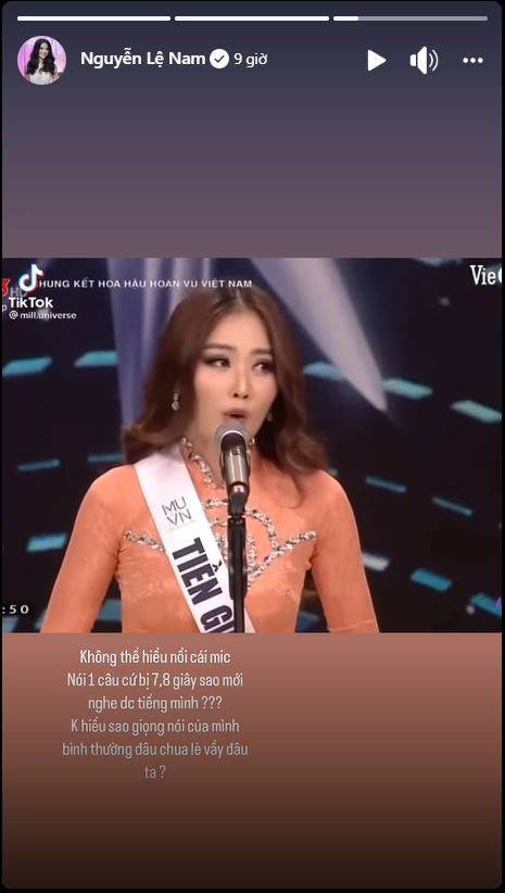 Bị cư dân mạng mỉa mai giọng 'chua lè' trong đêm chung kết Hoa hậu Hoàn vũ, Lệ Nam lên tiếng giải thích: 'Không thể hiểu nổi cái mic' - Ảnh 2