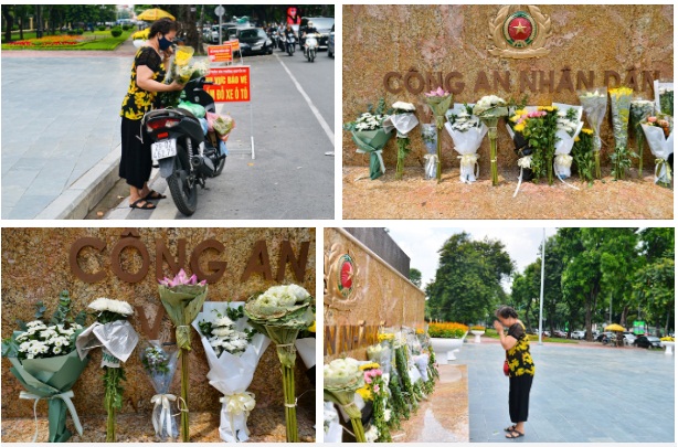 Ảnh, clip: Người dân Hà Nội đội nắng đến tượng đài Công an nhân dân đặt hoa tưởng niệm 3 chiến sĩ PCCC hy sinh - Ảnh 6