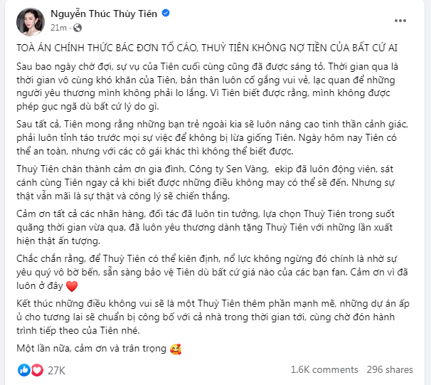 Động thái của Hoa hậu Thùy Tiên sau khi thắng kiện vụ bị bà Đặng Thùy Trang đòi nợ - Ảnh 3