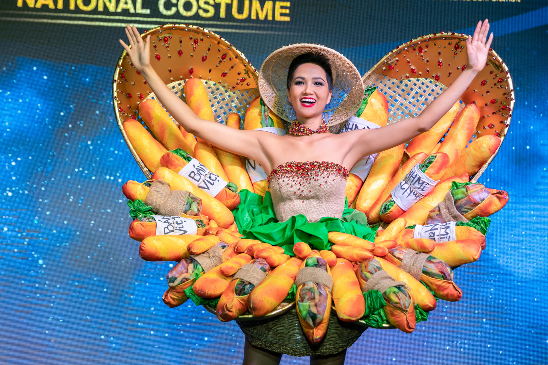 Cận cảnh bộ quốc phục bánh mì kẹp thịt mà H'Hen Niê mang đi thi Hoa hậu Hoàn vũ Thế giới 2018 - Ảnh 10