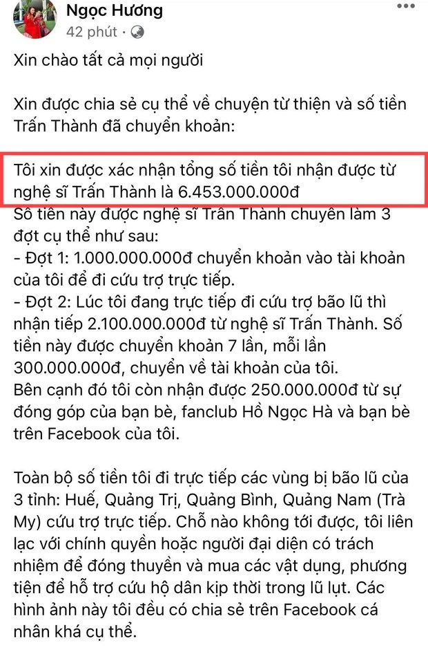 Mẹ Hà Hồ cuối cùng đã nói rõ về chuyện Trấn Thành chuyển 6,45 tỷ tiền cứu trợ miền Trung kèm hình ảnh, thông tin minh bạch - Ảnh 1