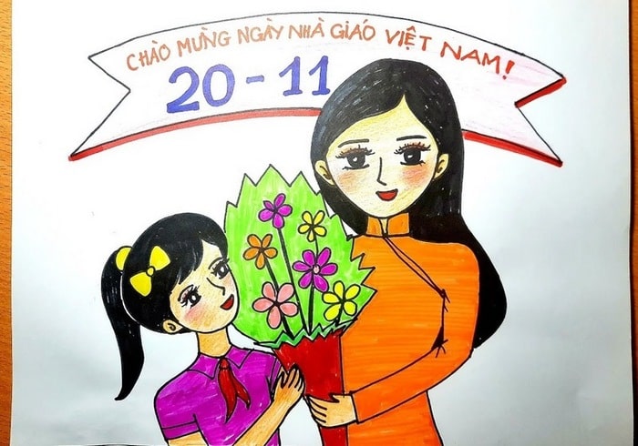 Những bức tranh vẽ ngày Nhà giáo Việt Nam 20-11 đẹp nhất! - Ảnh 4