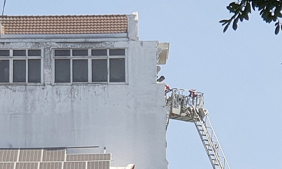 Cháy lớn tòa nhà 6 tầng ở TP.HCM, cảnh sát giương thang cao 20 m cứu 3 người mắc kẹt trên lầu - Ảnh 2