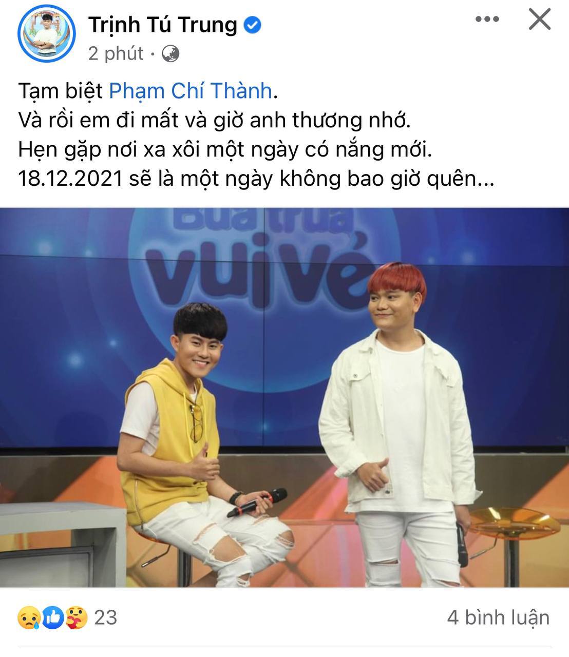 Ca sĩ Phạm Chí Thành qua đời, hưởng dương 25 tuổi - Ảnh 1
