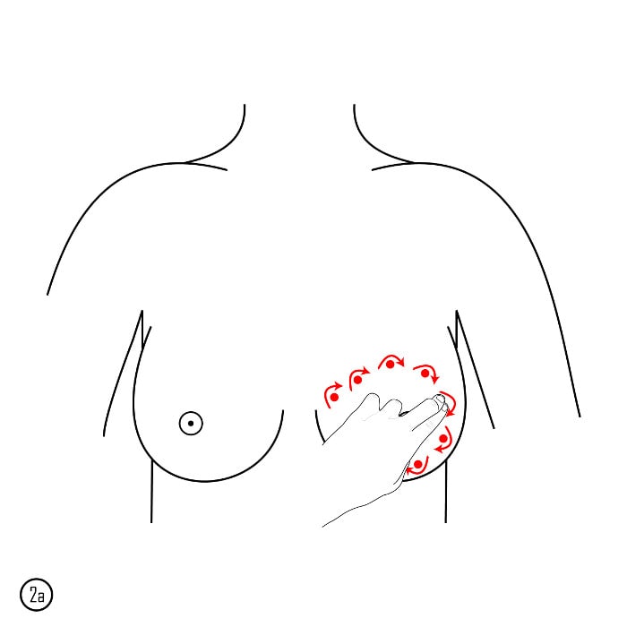 Cách massage ngực cho sữa về theo chiều kim đồng hồ quanh bầu ngực