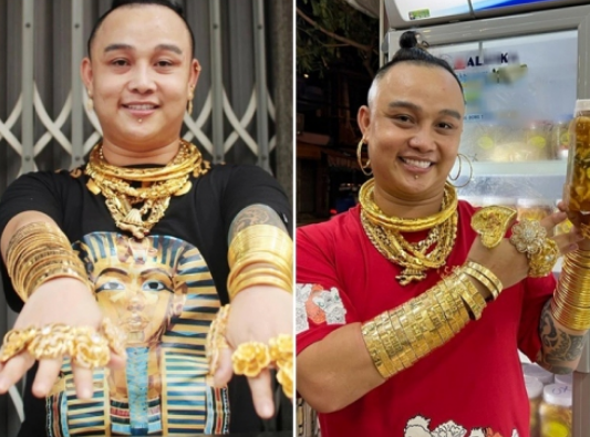 3 'đại gia' ở Sài Gòn đeo cả trăm cây vàng chỉ để đứng bán hàng - Ảnh 2
