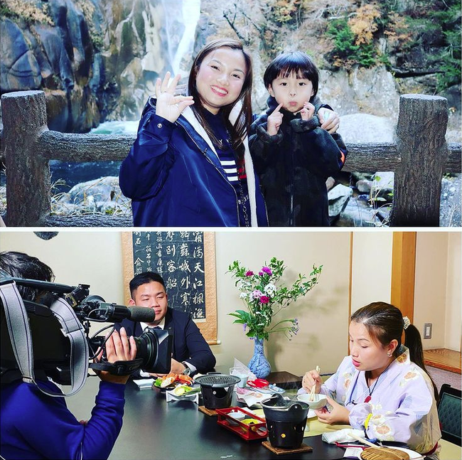 Hot mom Quỳnh Trần JP vinh dự được mời trải nghiệm ẩm thực trên truyền hình Nhật Bản, nhóc Sa cũng hớn hở 'đi ké' - Ảnh 1