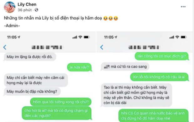 Tố Ngọc Trinh giật chồng, Lily Chen hết bị 'tác động vật lý' tới bị nhắn tin 'đe dọa nhẹ tính mạng', còn bị gọi là 'yêu quái' - Ảnh 1