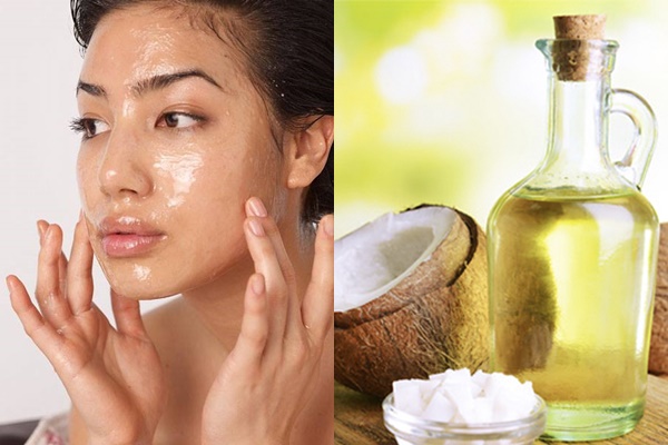 Massage da mặt với dầu dừa để ngăn cho nếp nhăn xuất hiện