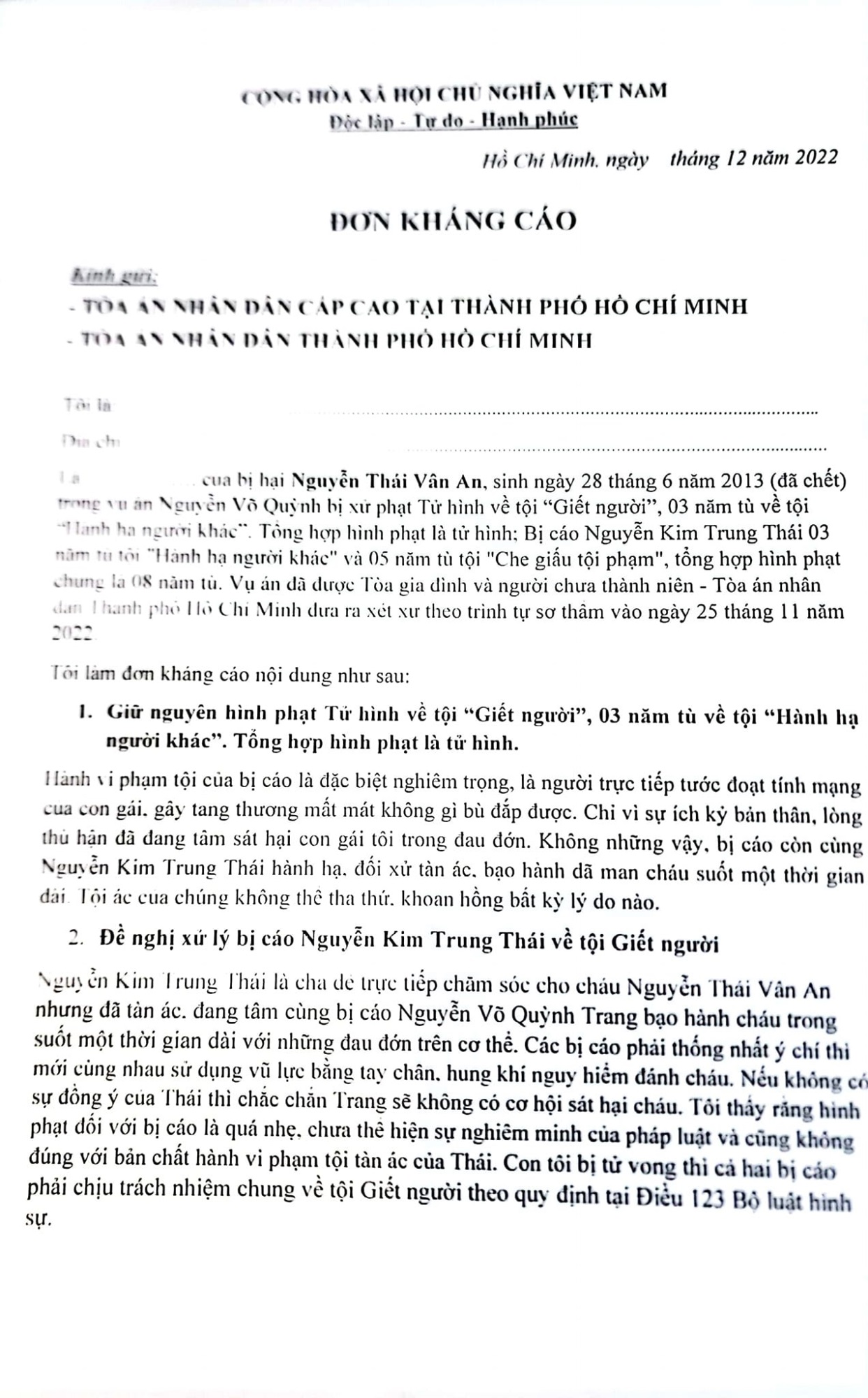 Vụ bé gái 8 bị bạo hành tử vong ở TP.HCM: Gia đình bé V.A kháng cáo với hình phạt dành cho Nguyễn Kim Trung Thái, quyết đòi lại công lý đến cùng cho bị hại - Ảnh 5