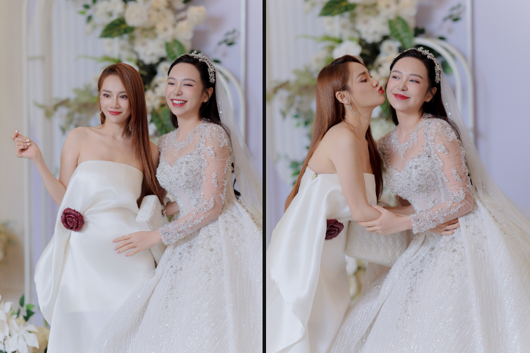 Lễ cưới diễn viên Kim Oanh và siêu mẫu Vũ Tuấn Việt: Nhã Phương - Lê Giang và dàn sao đổ bộ, cô dâu diện váy cưới hơn nửa tỷ - Ảnh 8