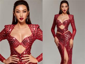 Miss Grand Vietnam Thùy Tiên diện đầm cắt cúp táo bạo phần ngực và eo trong đêm Bán kết Miss Grand International 2021