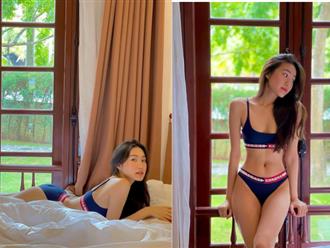 Bạn gái Đoàn Văn Hậu nóng bỏng trong bộ ảnh bikini, khoe vòng eo con kiến 55cm, không thua kém Ngọc Trinh