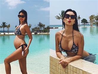 Bụng bầu 5 tháng rưỡi, Hà Anh vẫn tự tin diện bikini khoe thân hình sexy khó cưỡng