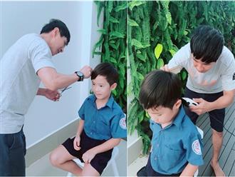 Mạo hiểm để Lý Hải cắt tóc cho con trai, Minh Hà đứng hình khi xem thành quả