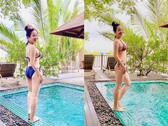 Bà xã Quốc Cơ - MC Hồng Phượng diện bikini khoe dáng cực nuột sau khi giảm hơn 20kg