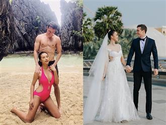 Đang bầu bí, Hoàng Oanh diện bikini khoe 3 vòng 'bốc lửa' bên chồng ngoại quốc