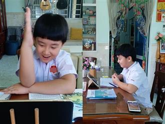 Đáng yêu như con trai Lê Phương, quyết mặc đồng phục của trường dù chỉ học online lại nhà