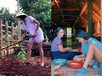 Hoa hậu H'Hen Niê gây 'sốt' với hình ảnh mang dép lào, mặc đồ bộ cùng mẹ làm việc nhà nông