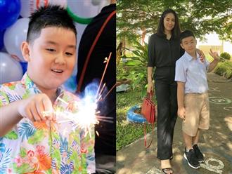 Mới học hết lớp 2, con trai Lê Phương đã cao gần bằng mẹ, điển trai như tài tử Hàn Quốc