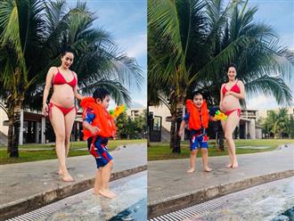 Ở tháng thứ 8 của thai kỳ, Khánh Thi khiến dân tình đỏ mặt khi diện bikini 2 mảnh khoe bụng bầu to tướng