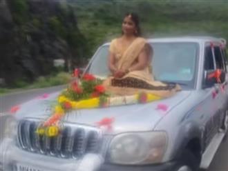 Chụp ảnh cưới trên mui xe ô tô nhưng không đeo khẩu trang, cô dâu bị cảnh sát điều tra