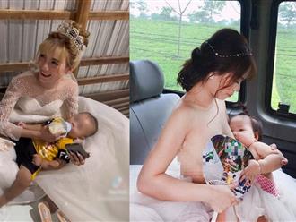 Làm cô dâu xinh đẹp, mẹ bỉm này vẫn cho con bú trên quãng đường 200km gây sốt cộng đồng mạng