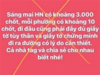 Hà Nội: Xử phạt 12,5 triệu đồng với một Facebooker tung tin giả về việc 3000 chốt kiểm soát dịch 'giăng' khắp Thủ đô