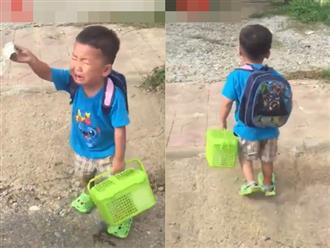 Ba lần quay đầu trong nước mắt, cậu bé 'bất lực' đi vào trường mẫu giáo khiến người xem cười ngất