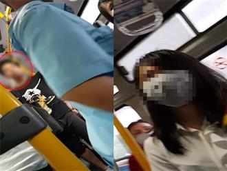 Lại bắt quả tang thanh niên 'tự sướng' cạnh 2 thiếu nữ trên xe buýt ở Hà Nội