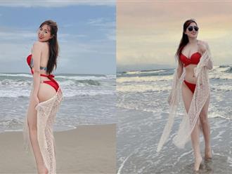 Hot girl Mai Thỏ khoe dáng đồng hồ cát nóng bỏng trong loạt ảnh diện bikini bên bãi biển