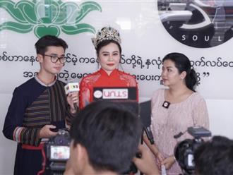Hoa hậu Phan Kim Oanh trở lại Myanmar sau 7 tháng đăng quang, được truyền thông săn đón