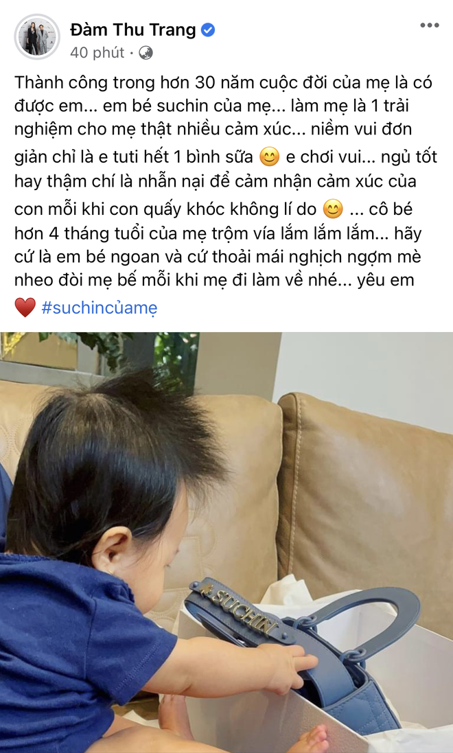 Đàm Thu Trang chi tiền tặng túi hiệu xịn xò in cả tên cho con gái dịp cuối năm: Rich kid Vbiz là đây chứ đâu! - Ảnh 1