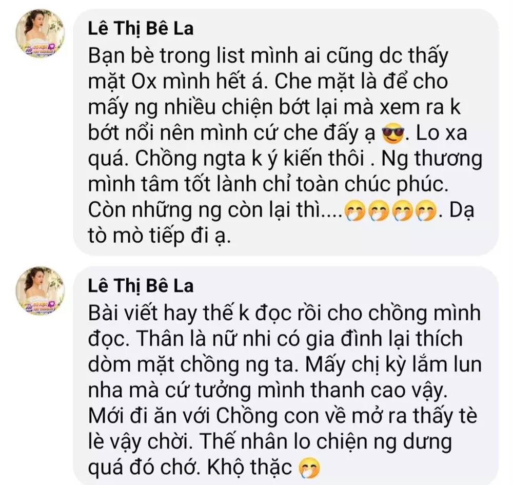 Bị netizen mỉa mai 'muốn đi tiếp bước nữa mới che mặt chồng', Lê Bê La lên tiếng đáp trả cực gắt, tiết lộ lý do che kín dung mạo ông xã - Ảnh 8