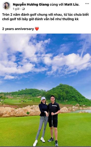 Hương Giang kỷ niệm 2 năm yêu nhau với Matt Liu ở sân golf, lộ hint ngày chính thức về chung 'một nhà' không còn xa? - Ảnh 1
