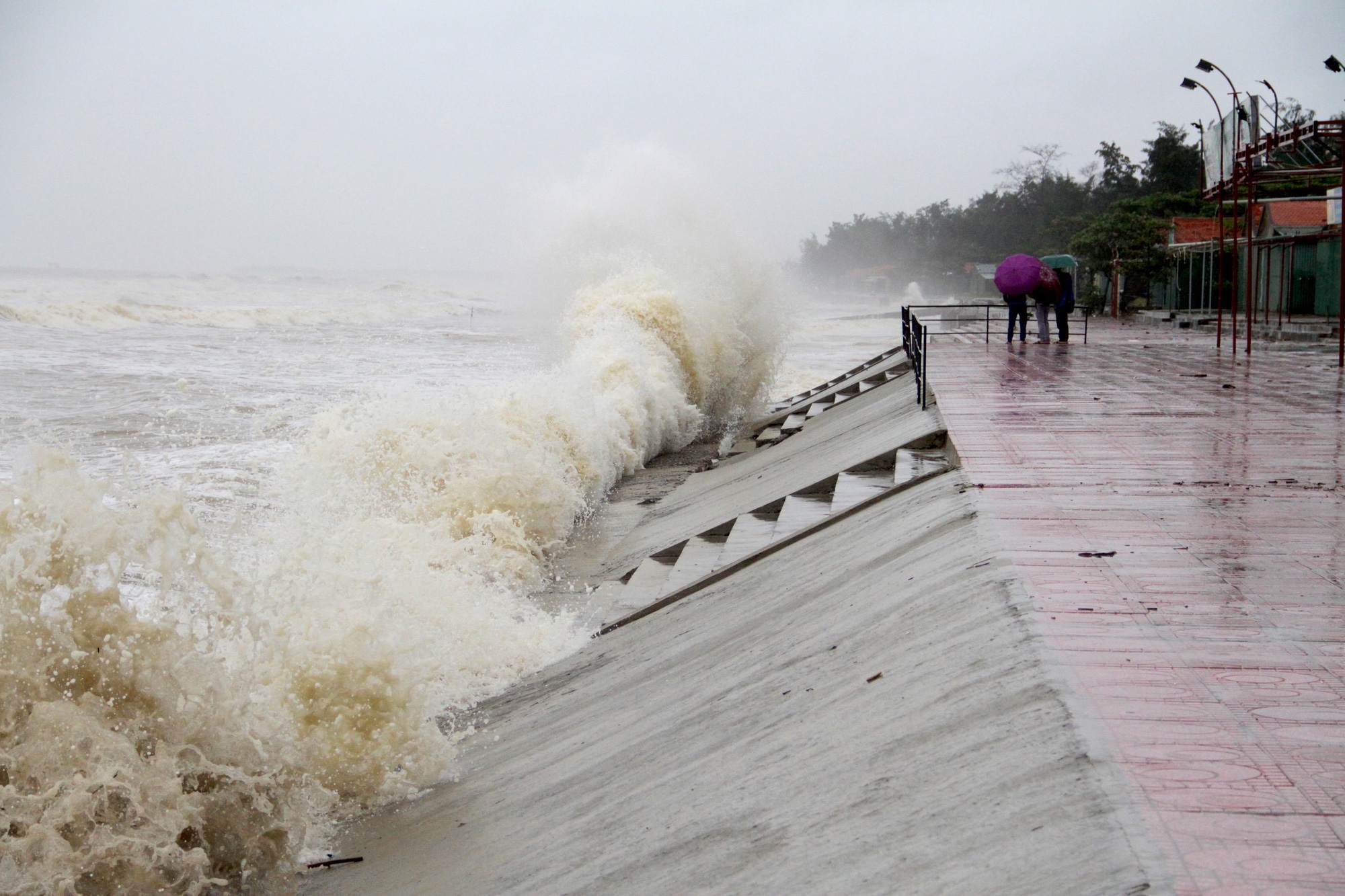 Bão số 8: Sóng cao 5m đang đánh vào bờ biển Nghệ An, hàng trăm khối đất đá sạt lở, đổ xuống quốc lộ - Ảnh 7