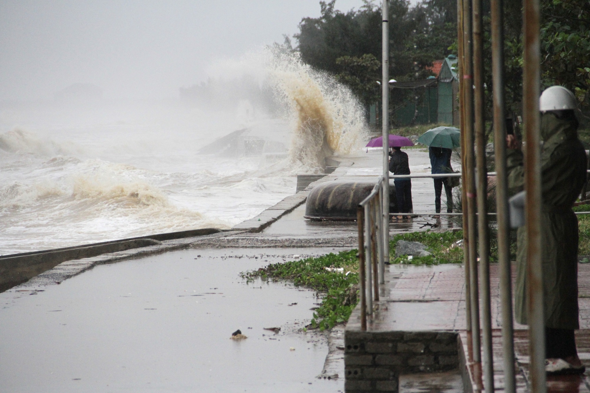 Bão số 8: Sóng cao 5m đang đánh vào bờ biển Nghệ An, hàng trăm khối đất đá sạt lở, đổ xuống quốc lộ - Ảnh 8