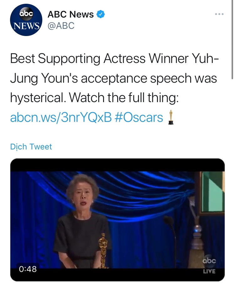 Knet bùng nổ: Youn Yuh Jung trở thành nữ diễn viên Hàn Quốc đầu tiên và châu Á thứ hai trong lịch sử đoạt giải Oscar - Ảnh 2