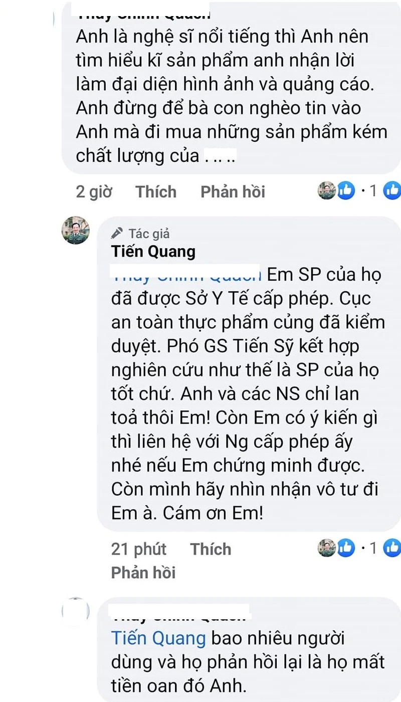 Bị khán giả vào tận Facebook nhắc nhở chuyện quảng cáo, NSƯT Quang Tèo lên tiếng - Ảnh 1